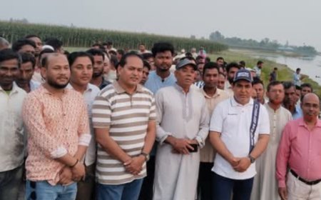 নীলফামারীর সাবেক এমপি তুহিনের নির্দেশে তিস্তার চড় পরিদর্শনে ডিমলা উপজেলা বিএনপি